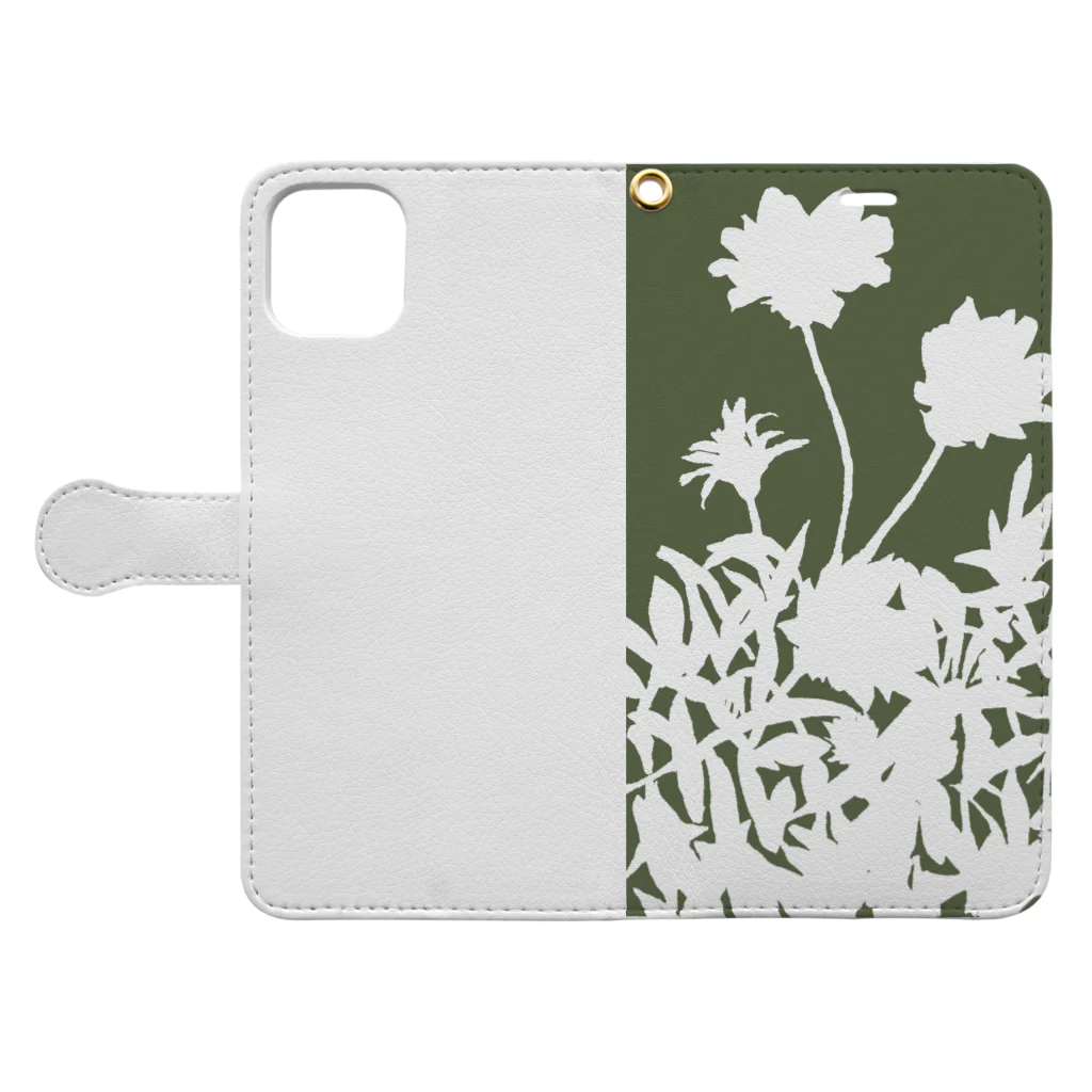 気ままに創作　よろず堂の花咲く小径④みどり Book-Style Smartphone Case:Opened (outside)