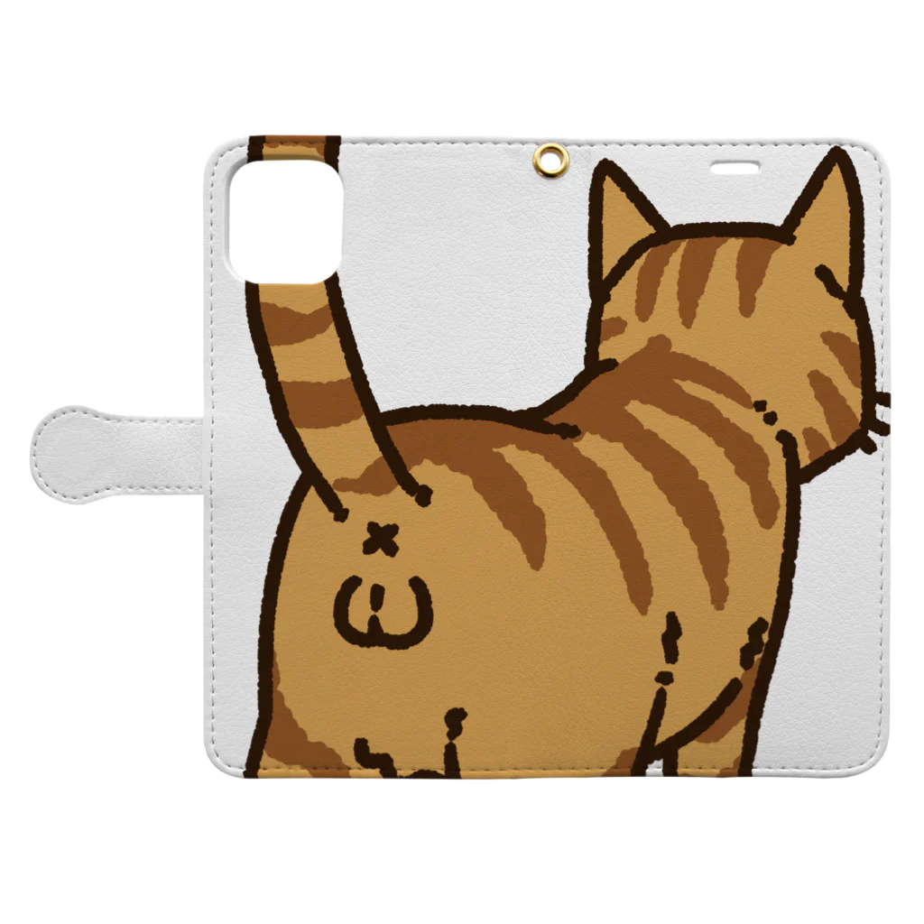 Riotoのねこけつω（茶トラ、アップ） Book-Style Smartphone Case:Opened (outside)