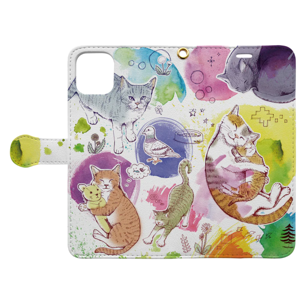 マキバドリの夢見る猫 Book-Style Smartphone Case:Opened (outside)