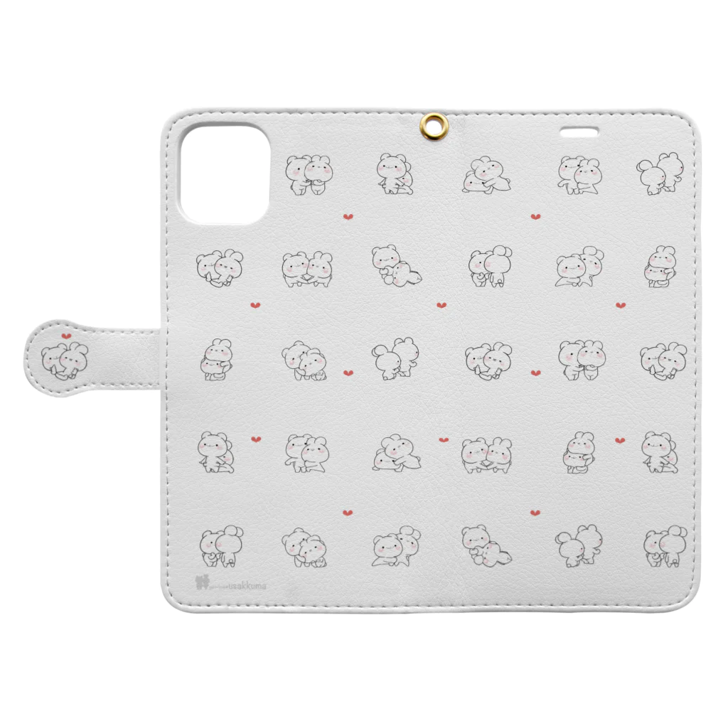 ゆる×ラブ♡うさっくまSHOP(usakkuma-Shop)のいっぱいハート Book-Style Smartphone Case:Opened (outside)