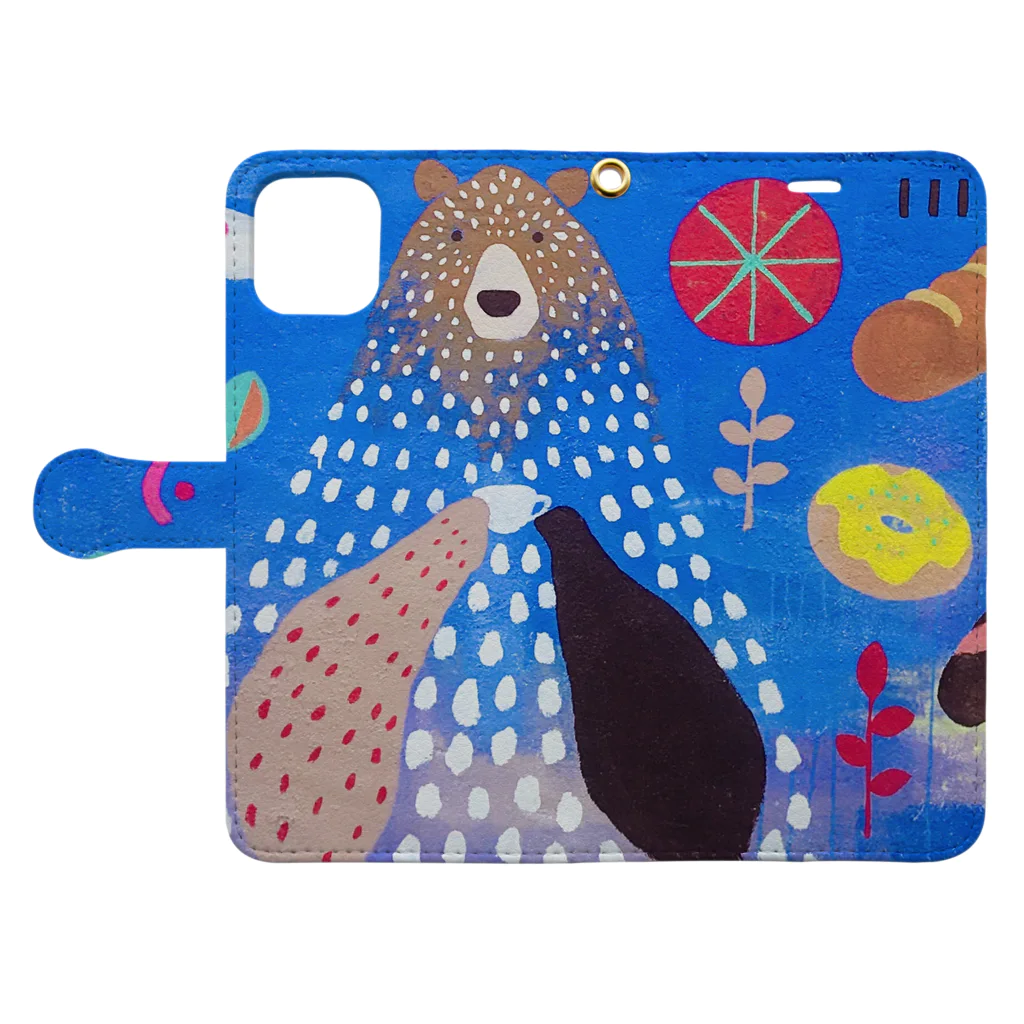 emi tanajiの夢カワ🐻くま Book-Style Smartphone Case:Opened (outside)