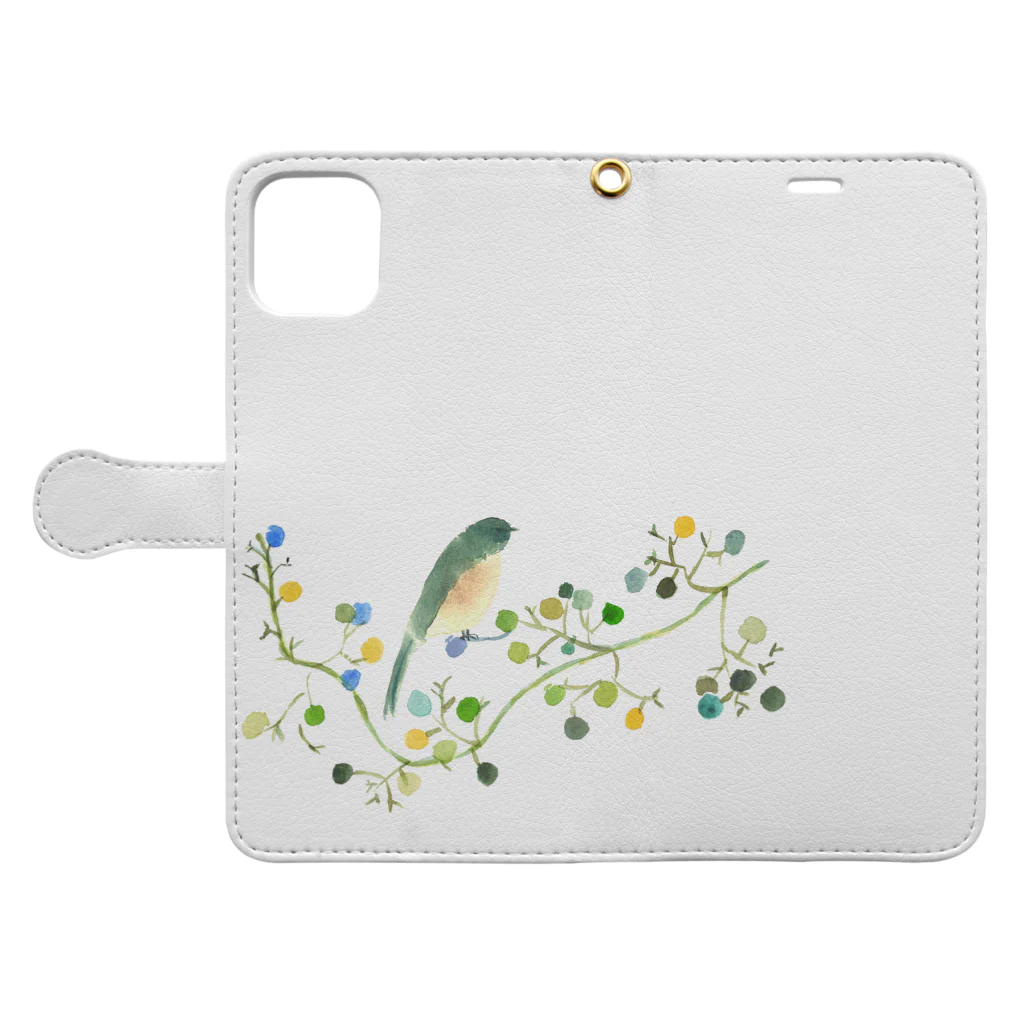 水彩屋の春を呼ぶ鳥 Book-Style Smartphone Case:Opened (outside)