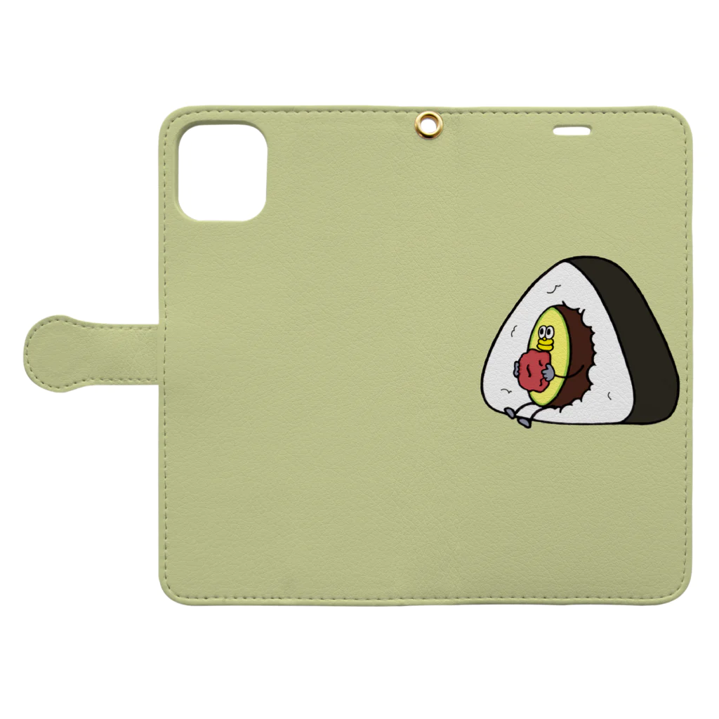 AVOCADO FAMILYの梅干しおにぎり Book-Style Smartphone Case:Opened (outside)