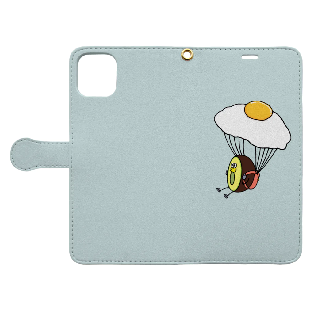 AVOCADO FAMILYの目玉焼き Book-Style Smartphone Case:Opened (outside)