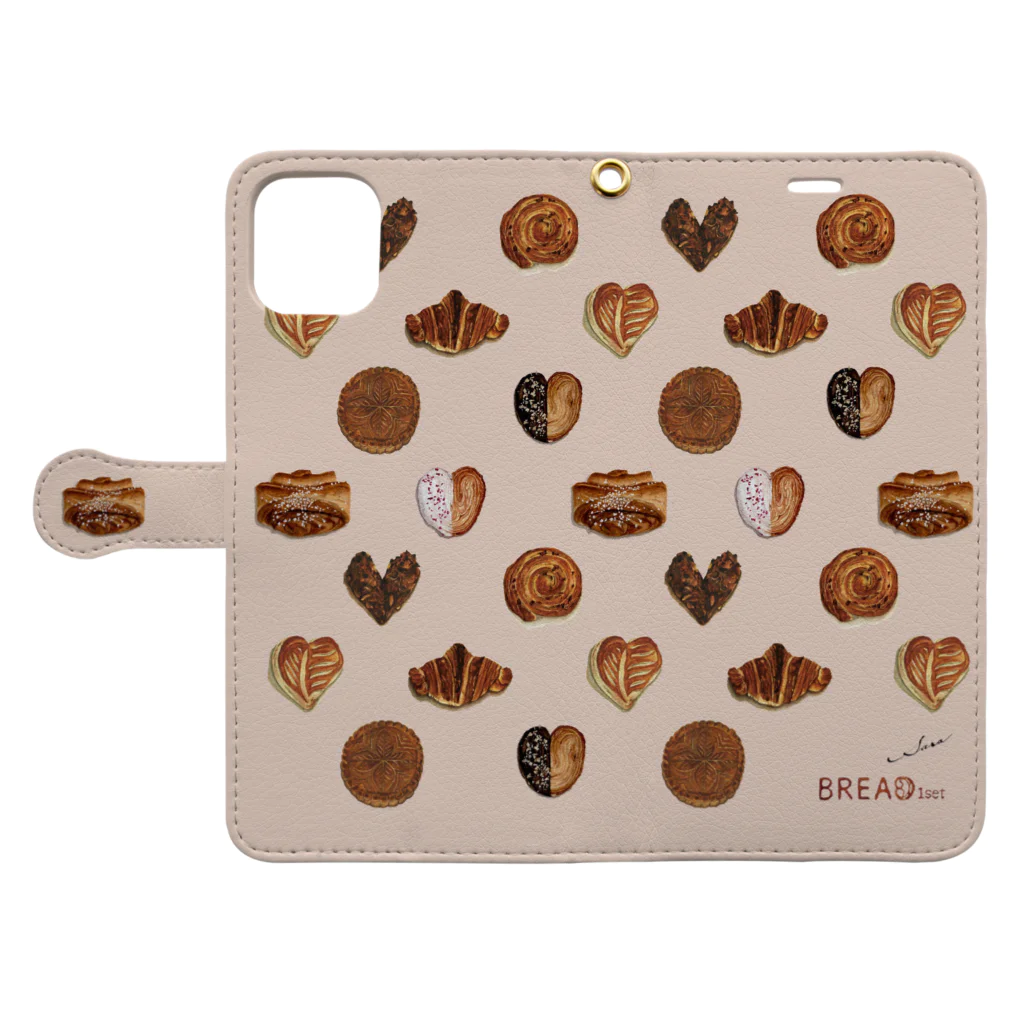  BREAD1setのシナモンロール Book-Style Smartphone Case:Opened (outside)