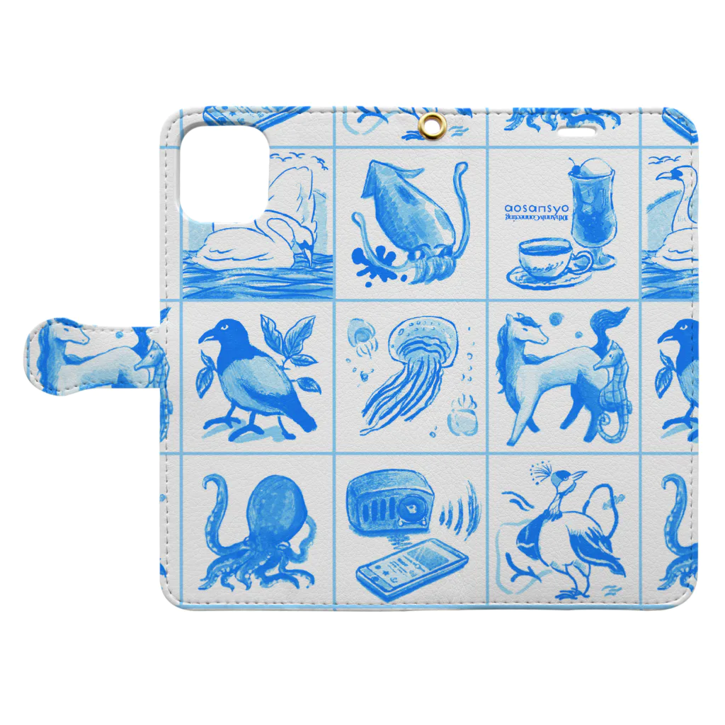 aosansyoのaosansyo10周年記念タイル画 Tiles connecting decade Book-Style Smartphone Case:Opened (outside)