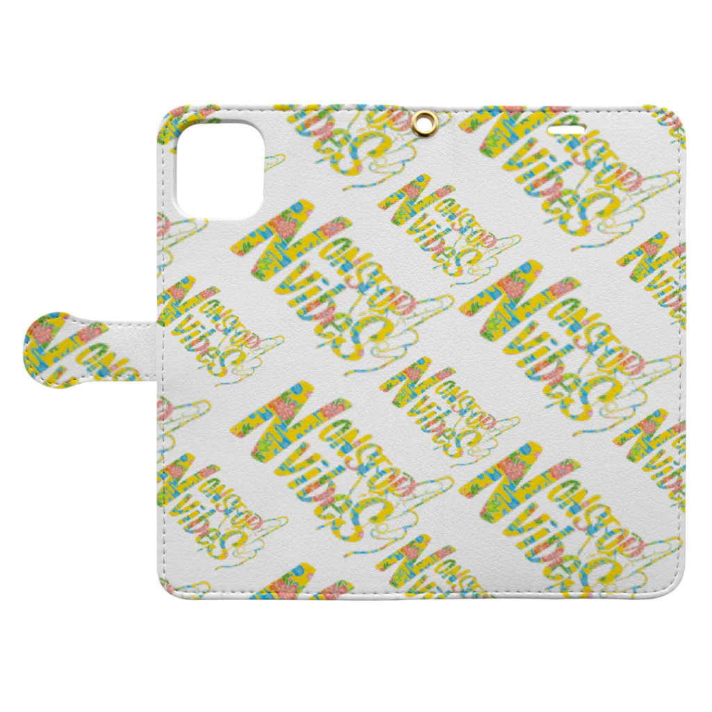 MOKKEYのNONSTOP VIBES（紅型） Book-Style Smartphone Case:Opened (outside)