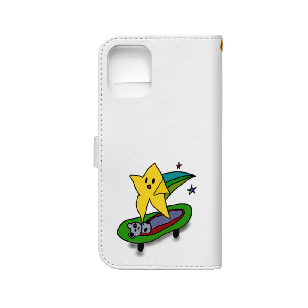 SK8starの初心者スケーター星くんTシャツ Book-Style Smartphone Case :back