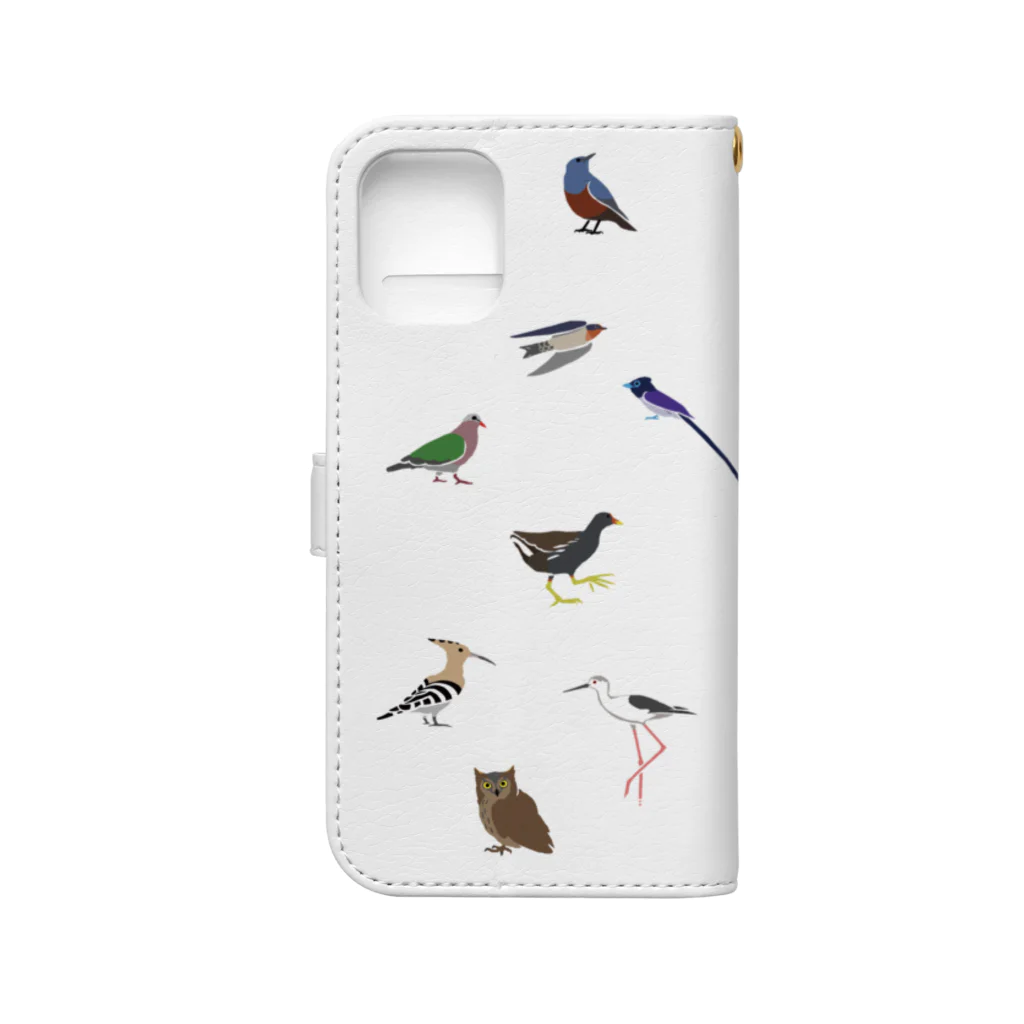 しまのなかまfromIRIOMOTEの鳥類16－4（12 mini 13 mini） Book-Style Smartphone Case :back