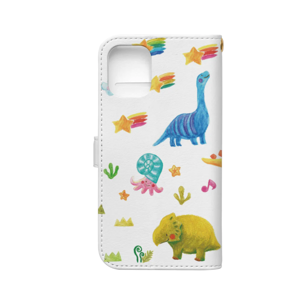 torisun shop (SUZURI)の夢見る恐竜さんスマホiphone12mini用 Book-Style Smartphone Case :back