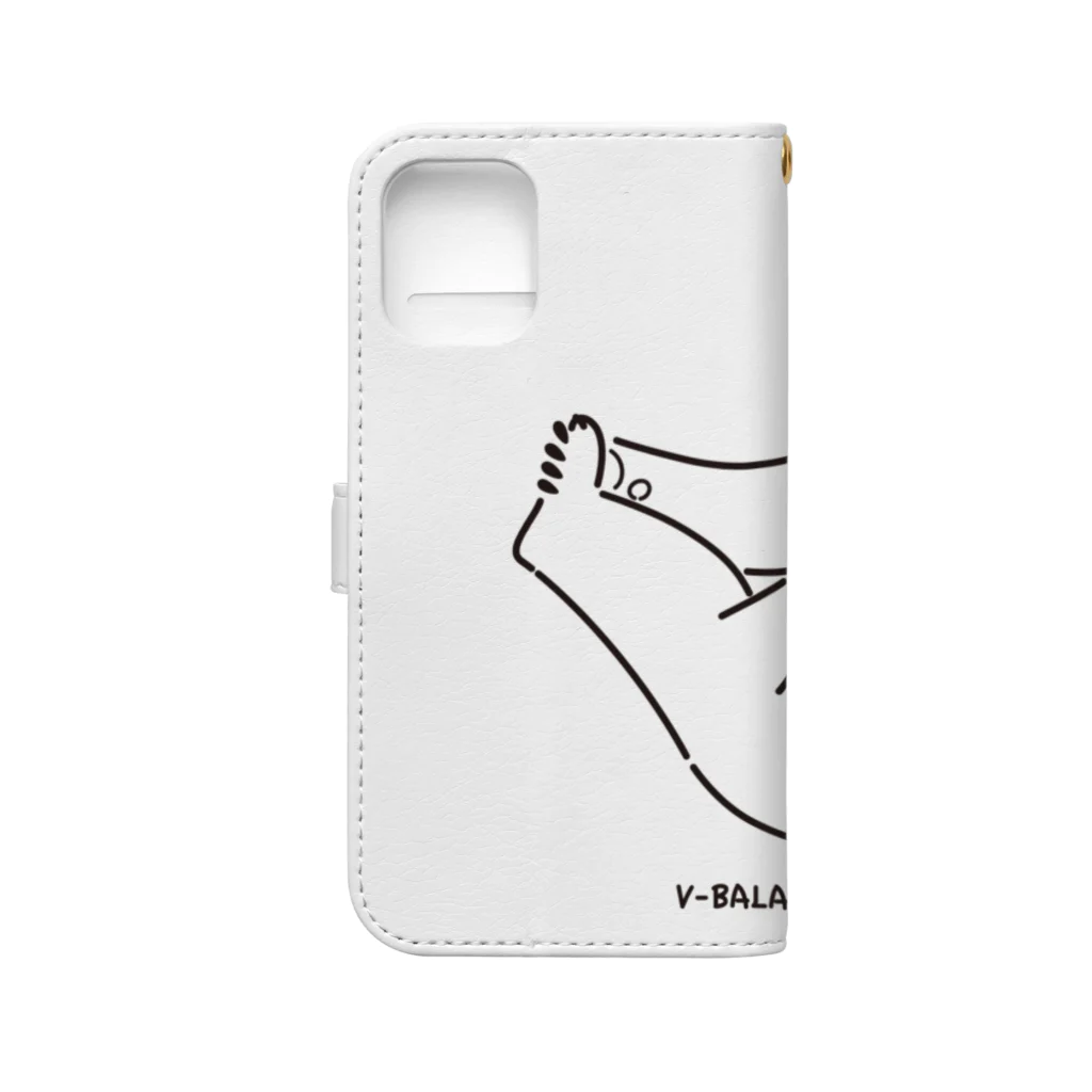 サトウノリコ*のV字バランスするクマ(くろ) Book-Style Smartphone Case :back