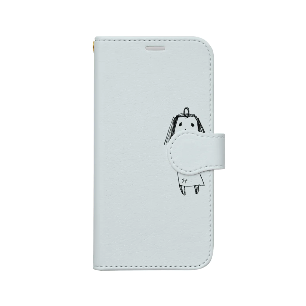 ぽぽぽぽんこつTシャツのクレオパトラ（ブルーグレー） Book-Style Smartphone Case