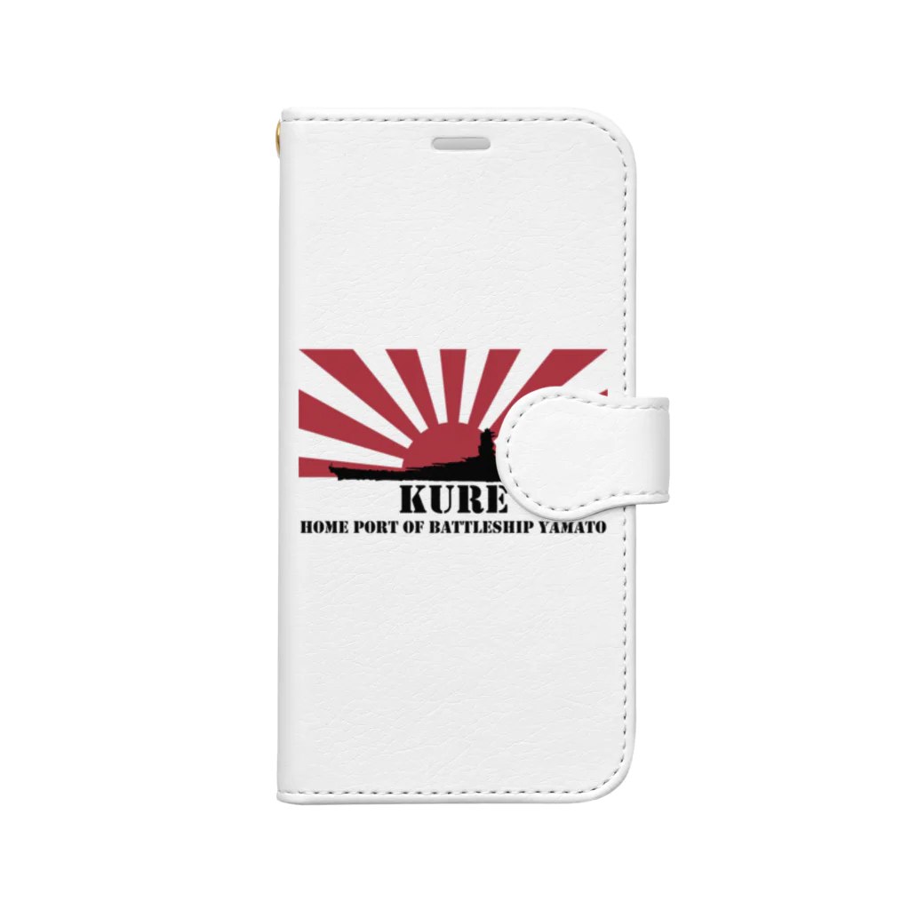 MrKShirtsの呉市：戦艦大和の母港（黒） 手帳型スマホケース