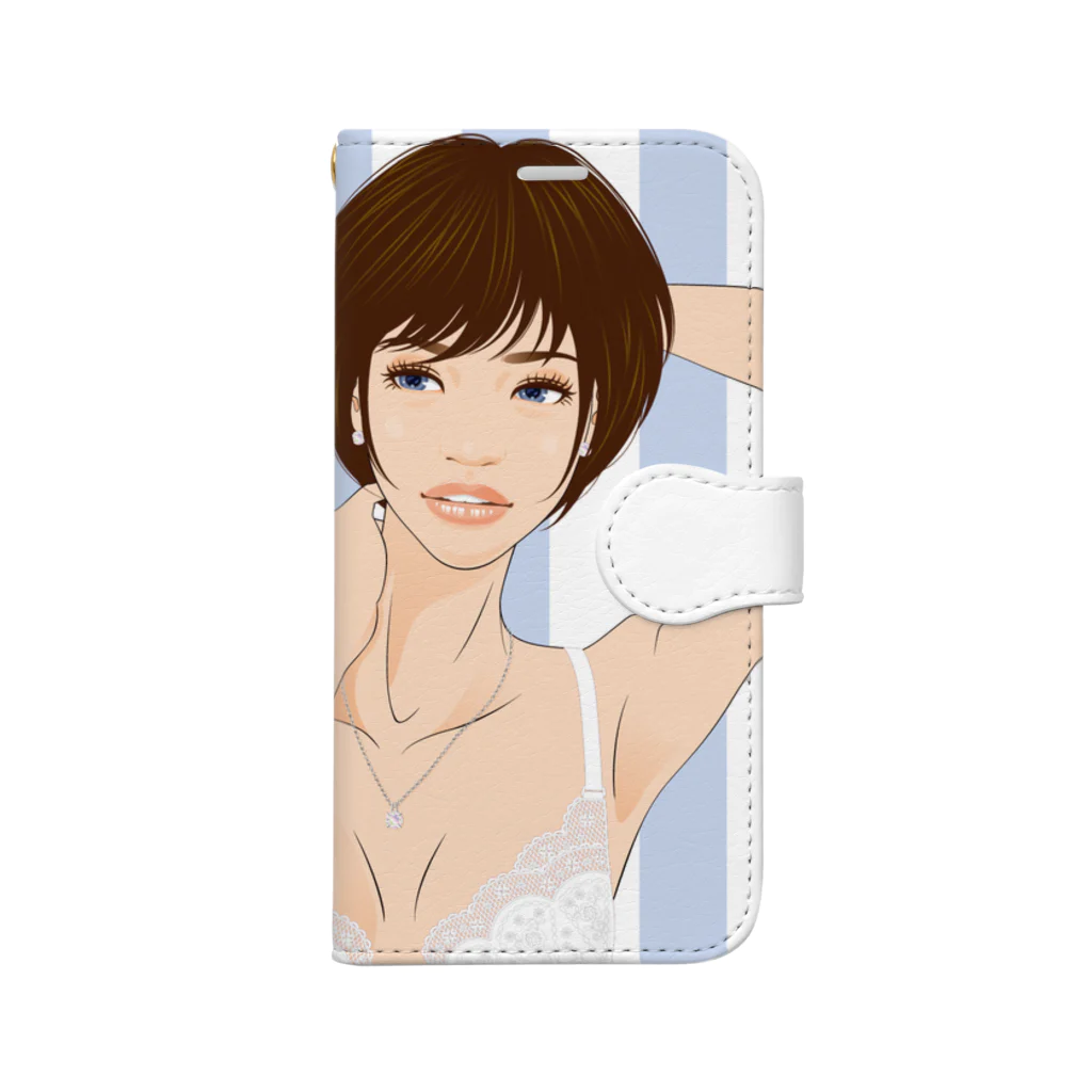 Shigenori Negishi Illust ShopeのGirls IN White (BUP-2) Book-Style Smartphone Case