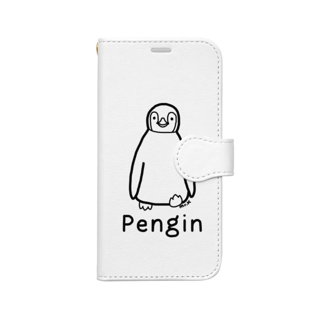 MrKShirtsのPengin (ペンギン) 黒デザイン 手帳型スマホケース