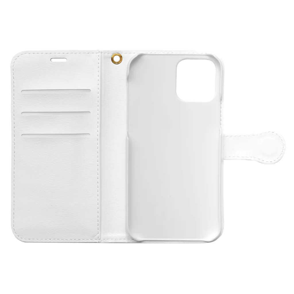 おまけボックスの微生物 in ペイズリー（藻カラー） Book-Style Smartphone Case :Opened (inside)