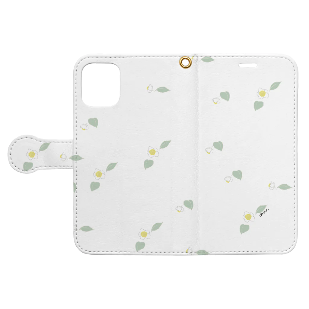 お茶の諏訪園の茶の花 Book-Style Smartphone Case:Opened (outside)