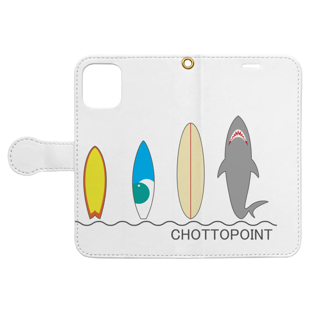 CHOTTOPOINTのサメボード Book-Style Smartphone Case:Opened (outside)