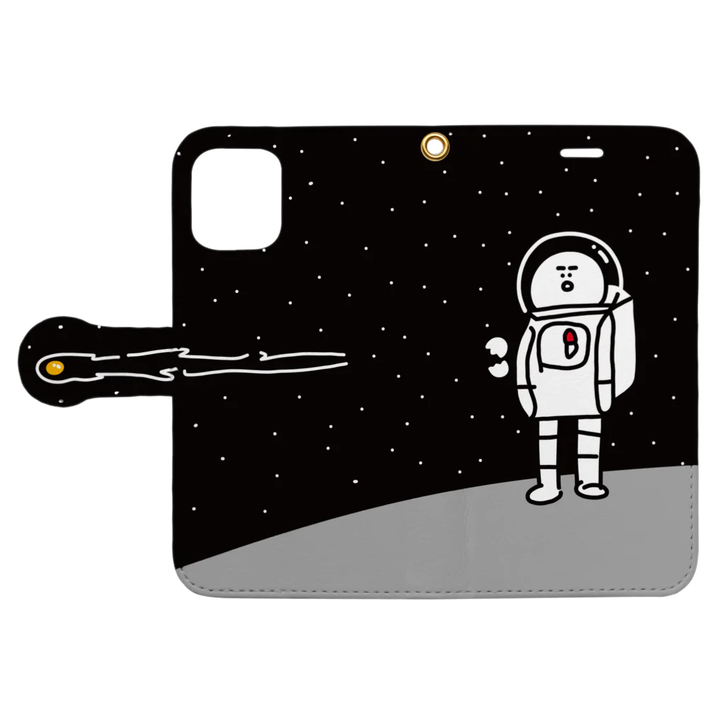 しもんずげーとの(iPhone12 mini用)宇宙服を着た宇宙人 Book-Style Smartphone Case:Opened (outside)