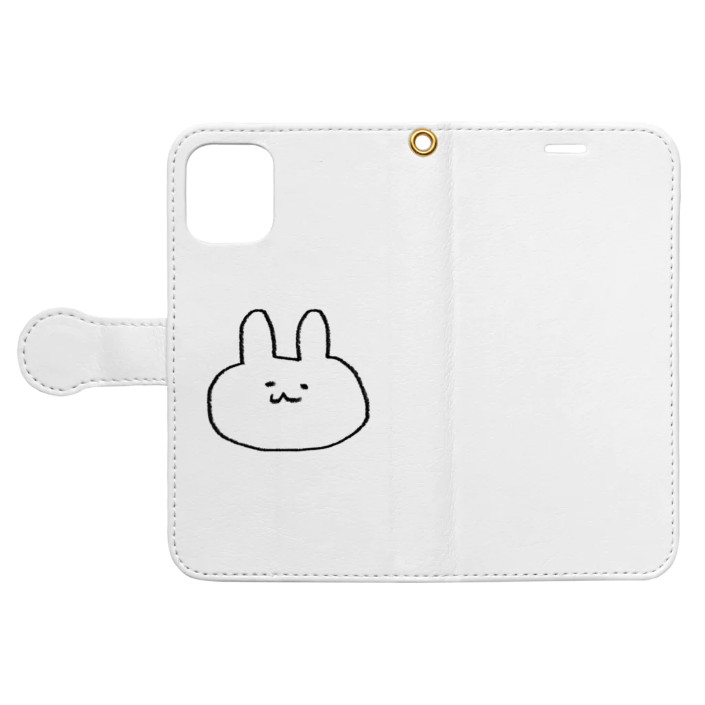 misopiyoのシンプルなうさぎ Book-Style Smartphone Case:Opened (outside)