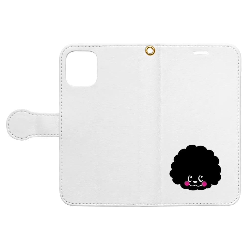 Yellow Ribbon Dog Shopの黒プーぷぅちゃん Book-Style Smartphone Case:Opened (outside)