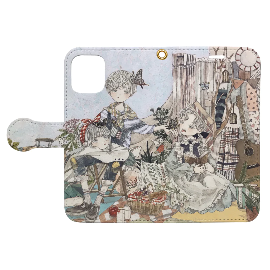 駄菓子屋商店のpapillon Book-Style Smartphone Case:Opened (outside)