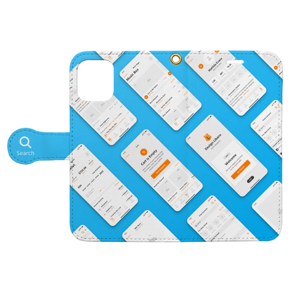 スーギー@熊本のデザイナーのUI wireframe 手帳型スマホケースを開いた場合(外側)