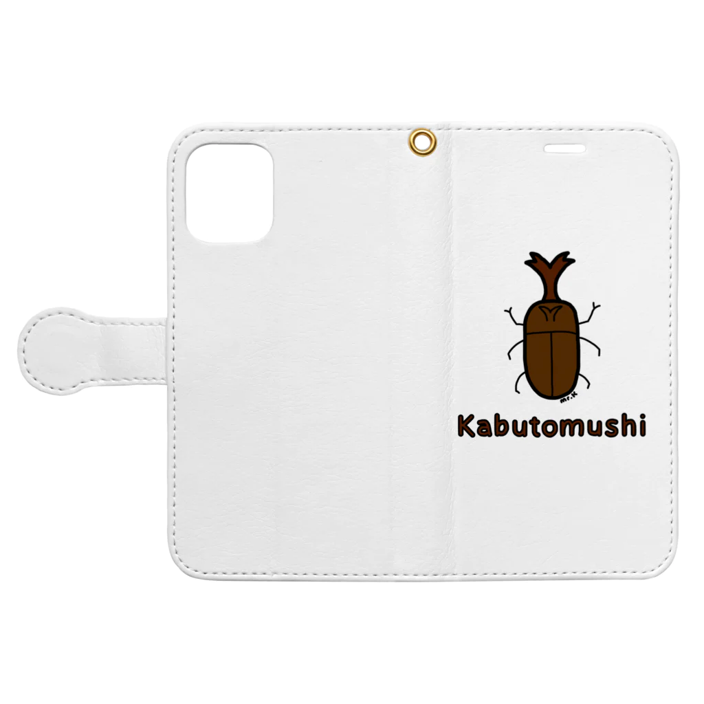 MrKShirtsのKabutomushi (カブトムシ) 色デザイン 手帳型スマホケースを開いた場合(外側)