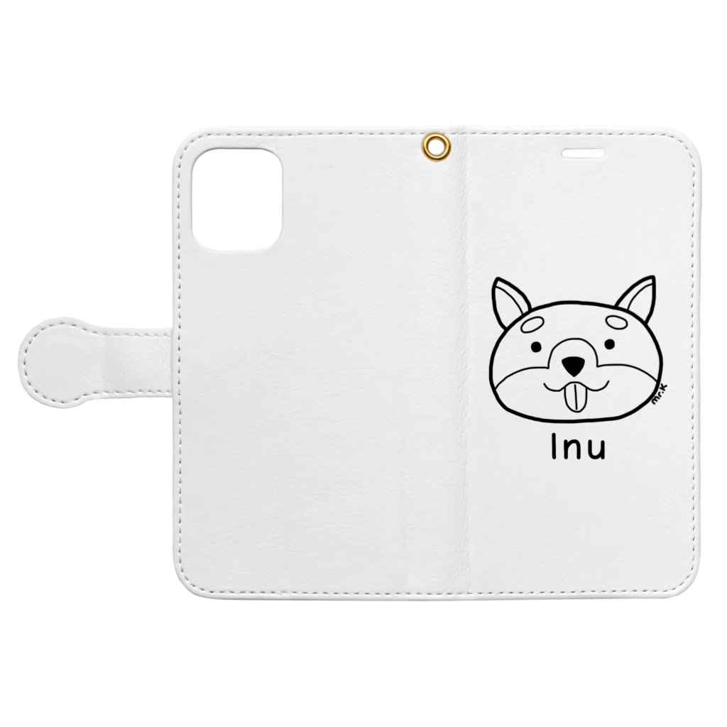 MrKShirtsのInu (犬) 黒デザイン Book-Style Smartphone Case:Opened (outside)