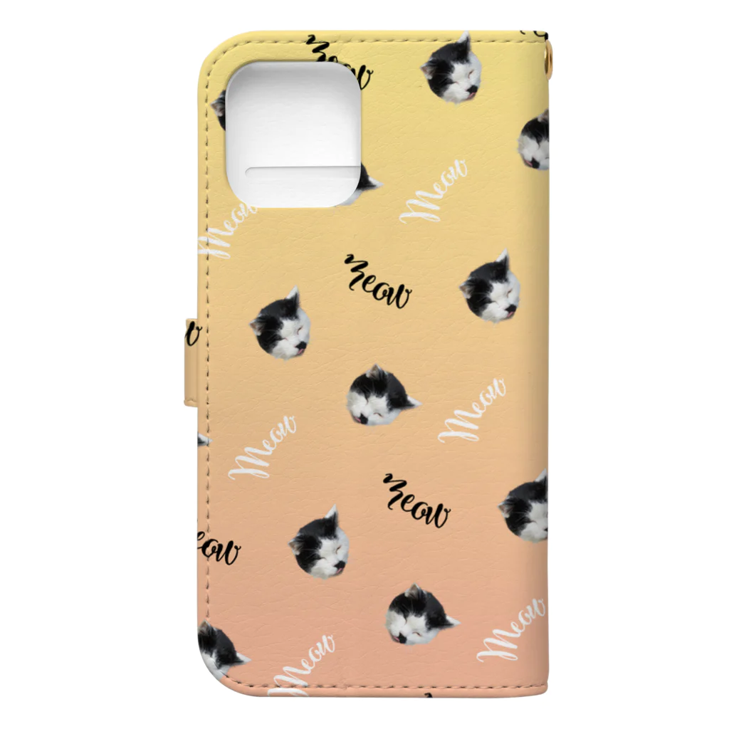 まるいねこのmeow ～白黒猫～ Book-Style Smartphone Case :back