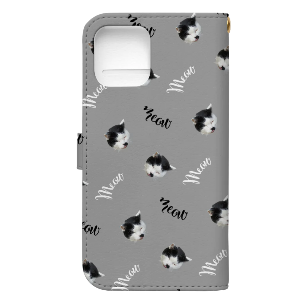 まるいねこのmeow ～白黒猫～ Book-Style Smartphone Case :back