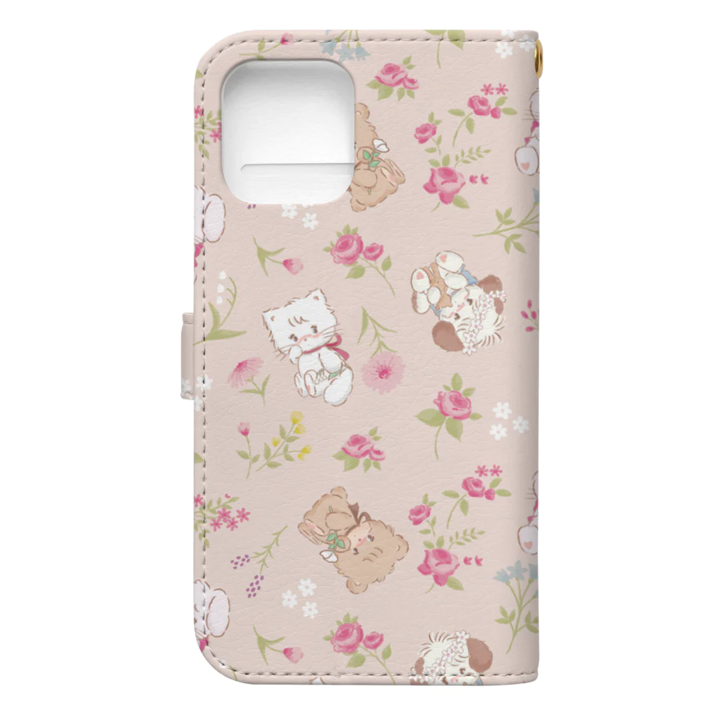 mikkoのcharacters & flower Book-Style Smartphone Case :back