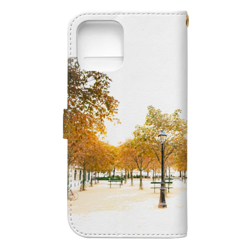 thegemishartのパリの公園 Book-Style Smartphone Case :back