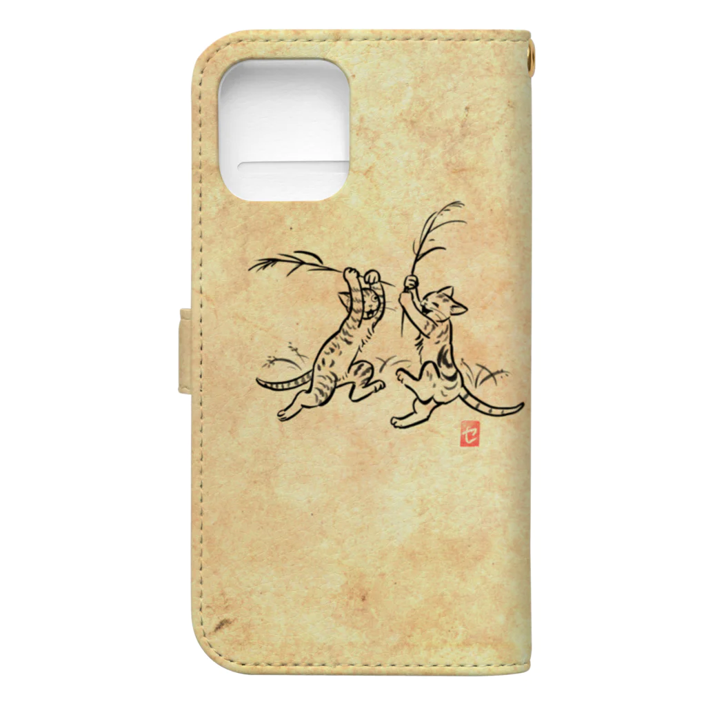 じゃんぐる堂の店の鳥獣戯画風うちのコたちver.2 Book-Style Smartphone Case :back