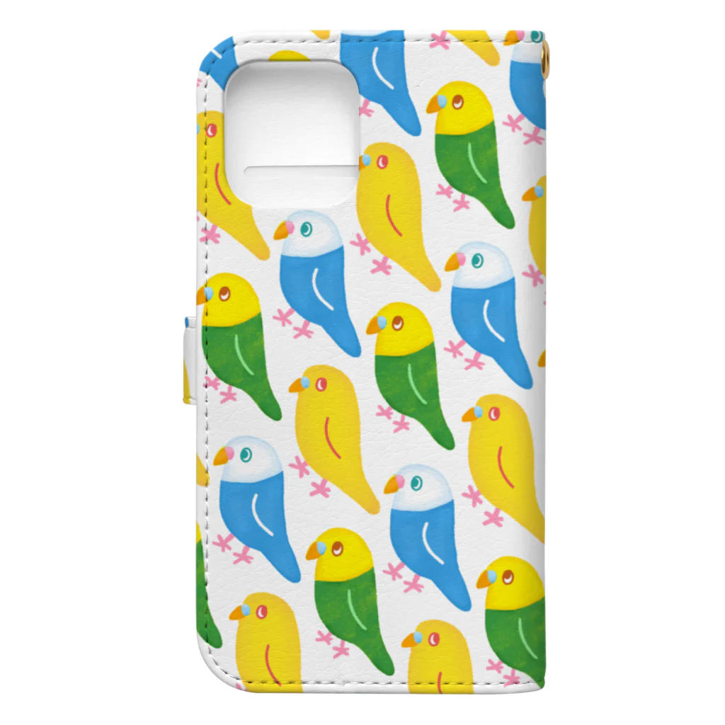 鳥さんインコさんダイスキ商店のカラフルセキセイ Book-Style Smartphone Case :back