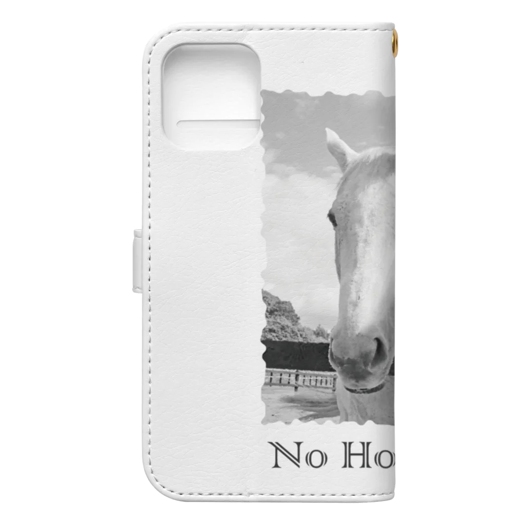 SHOP HAPPY HORSES（馬グッズ）のスピプー（モノクロ） Book-Style Smartphone Case :back