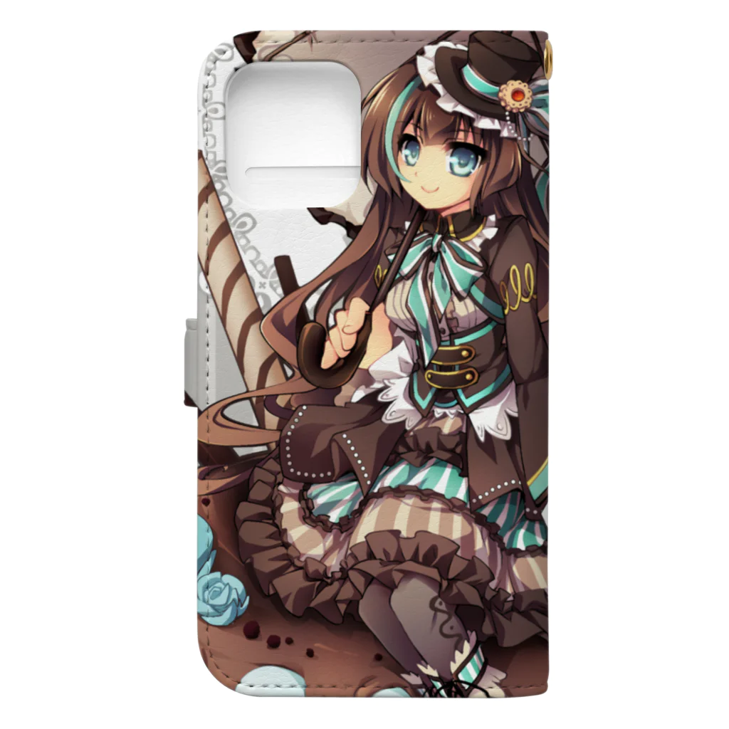 月蝕ざっか店＠SUZURIのChocomint*Holic-b（正方形／ハンカチ・缶バッジなど用） Book-Style Smartphone Case :back