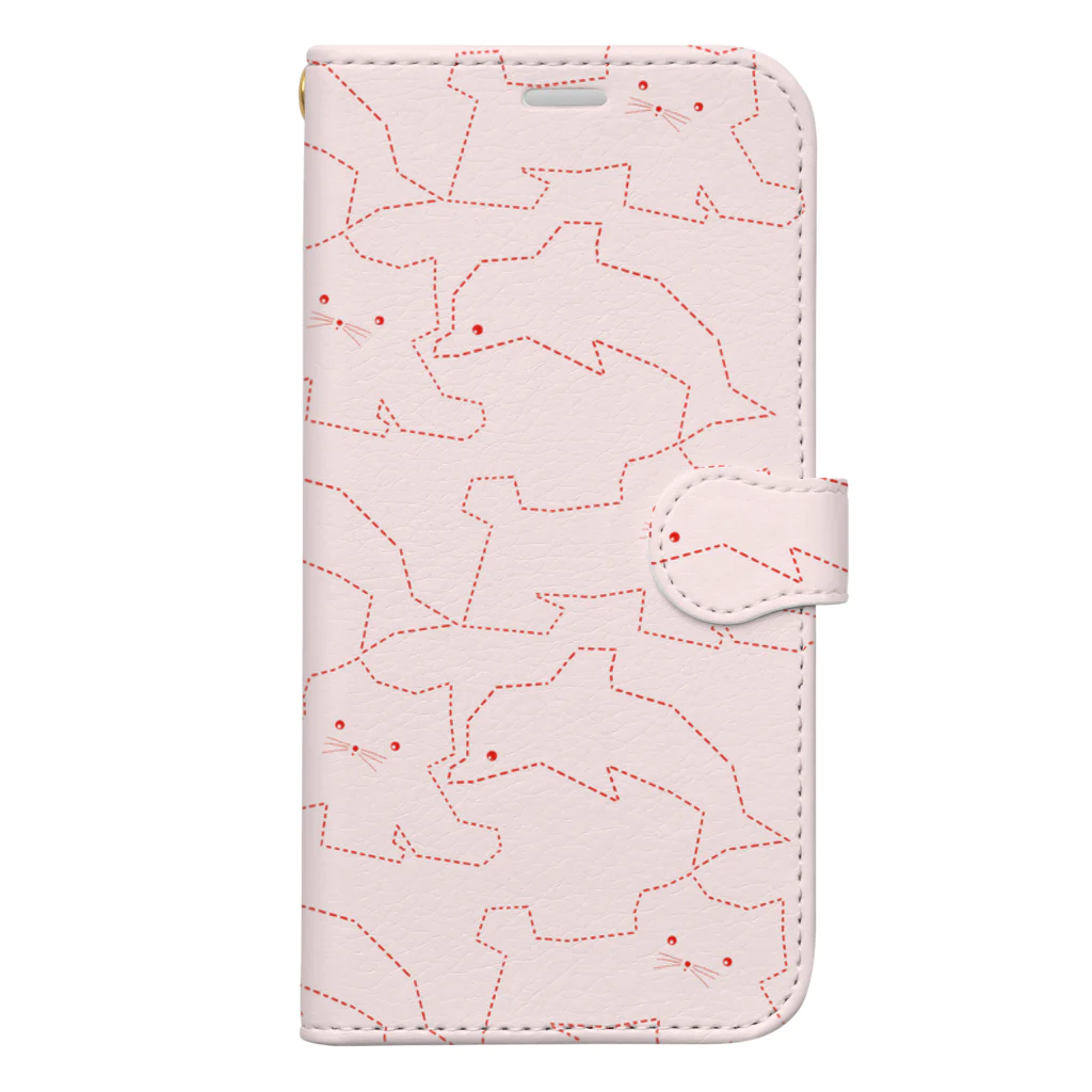 さぶの刺し子ねこイルカ Book-Style Smartphone Case