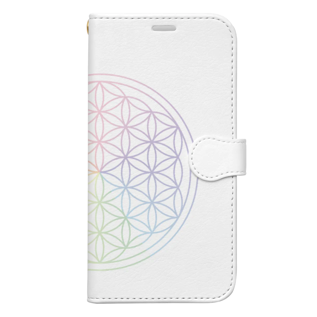 フラワーオブライフ（神聖幾何学）専門店のフラワーオブライフ（rainbow） Book-Style Smartphone Case
