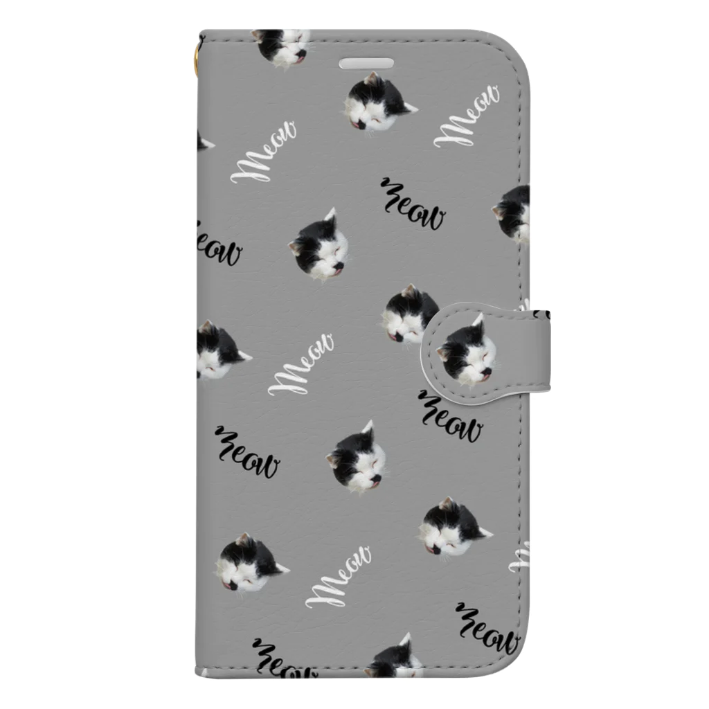 まるいねこのmeow ～白黒猫～ Book-Style Smartphone Case