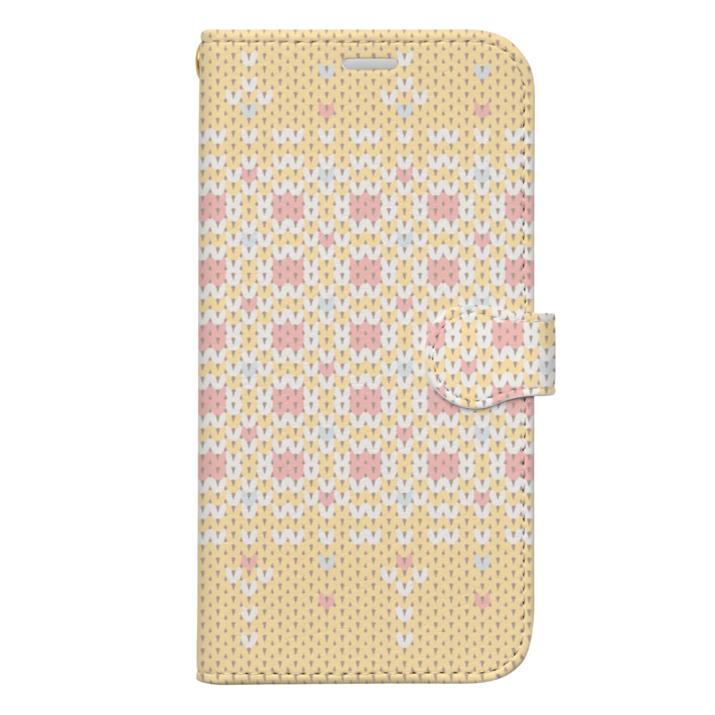 イラスト MONYAAT のDZ102 編み物風ドットイラスト*おはなばたけ Book-Style Smartphone Case