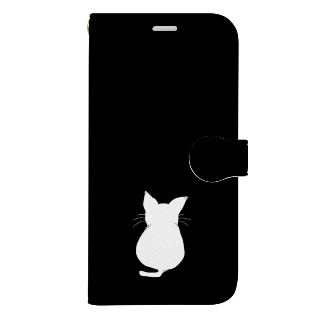 LalaHangeulの白猫さんの哀愁の後ろ姿を描きました。  ぬこさんを愛する方々へ。 Book-Style Smartphone Case