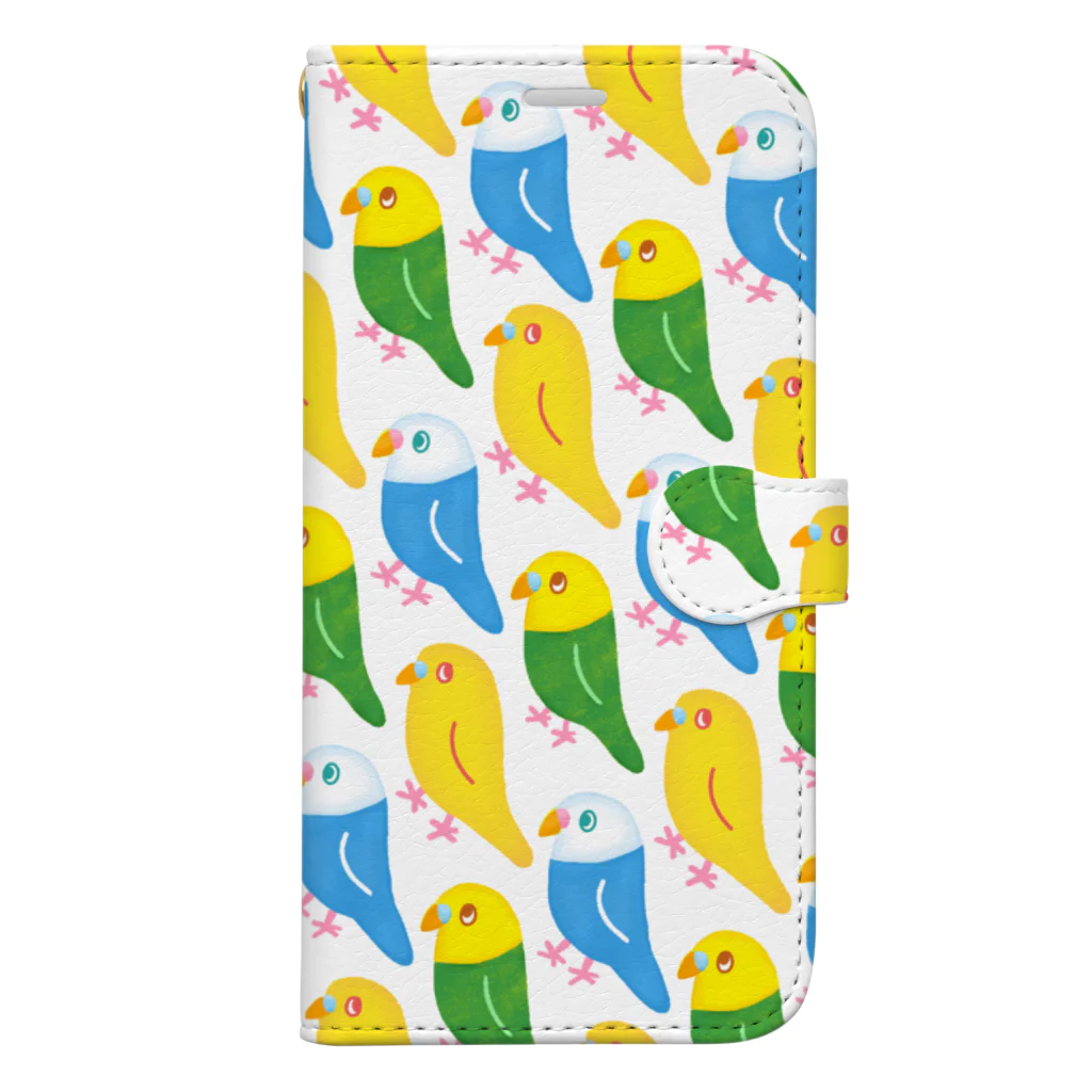 鳥さんインコさんダイスキ商店のカラフルセキセイ Book-Style Smartphone Case