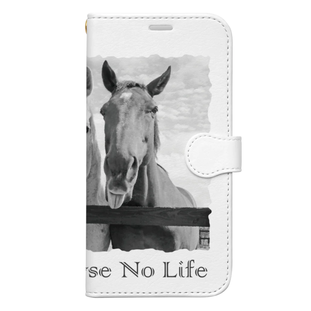 SHOP HAPPY HORSES（馬グッズ）のスピプー（モノクロ） 手帳型スマホケース