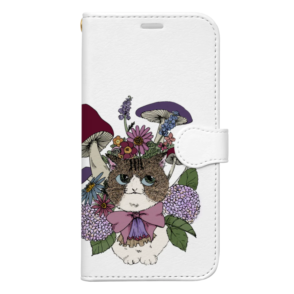 黒豆念珠會のきのこねこ Book-Style Smartphone Case