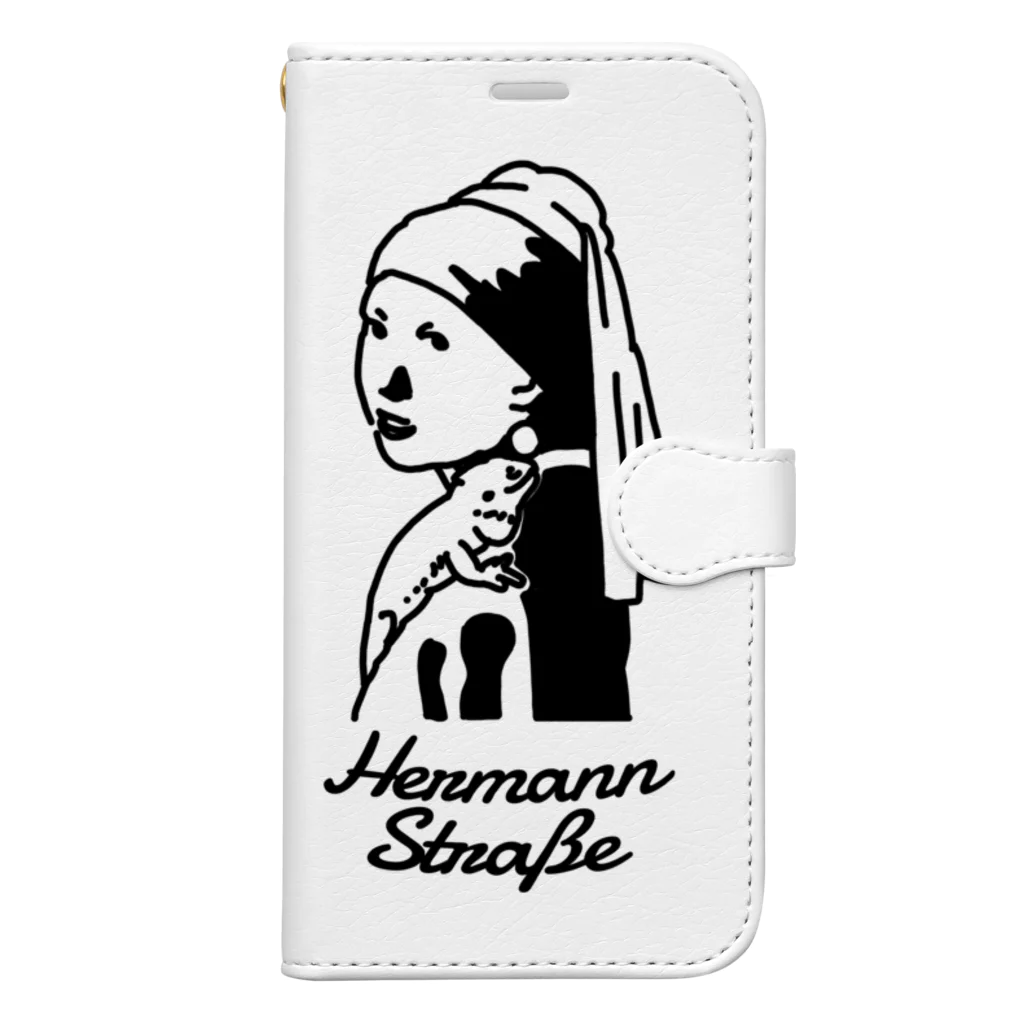 HermannStrasseのイラスト絵画：フェルメールとフトアゴヒゲトカゲ Book-Style Smartphone Case