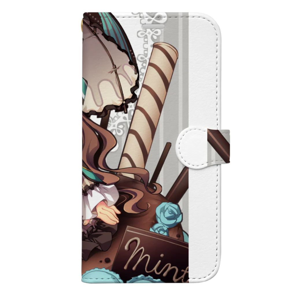 月蝕ざっか店＠SUZURIのChocomint*Holic-b（正方形／ハンカチ・缶バッジなど用） Book-Style Smartphone Case