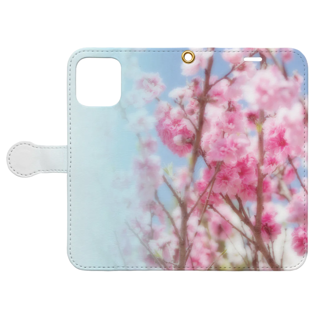 akane_art（茜音工房）の花フォト（八重桜） Book-Style Smartphone Case:Opened (outside)