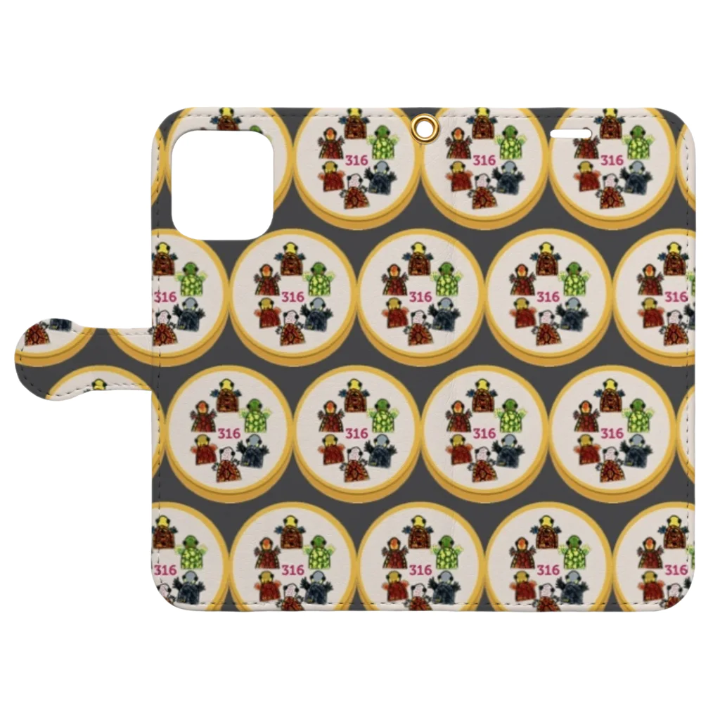 316(MIHIRO)の亀ンズ③ Book-Style Smartphone Case:Opened (outside)