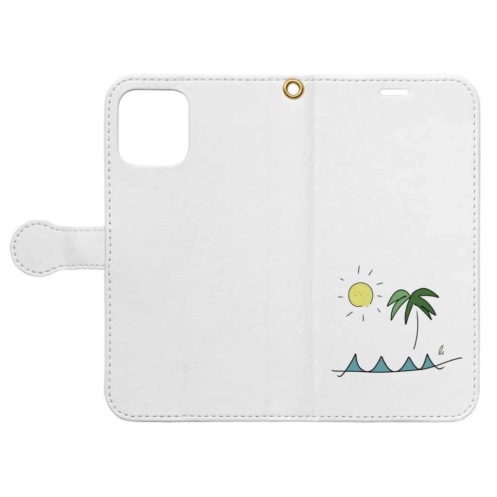 らくがきイラストふぉーの太陽さん。 Book-Style Smartphone Case:Opened (outside)